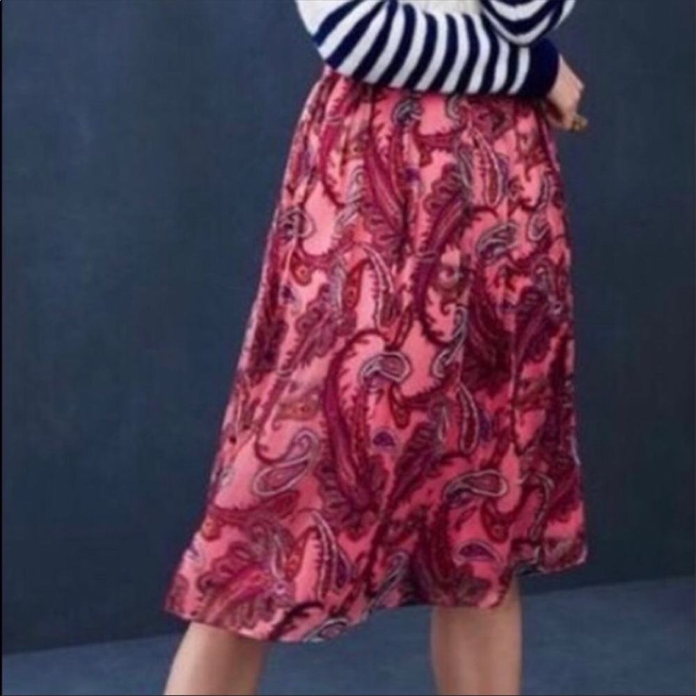 JCREW NWT Double pleated skirt  vivid paisley sz 8